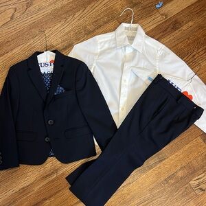 Tallia suit for kid with white shirt
Blazer 3T
Pants 4/22w
Nordstrom Shirt 4
